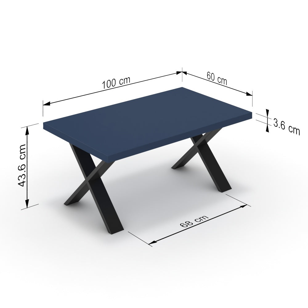 Dohányzóasztal - Préma fekete lábbal - Tiroli kék, méret: 100x60