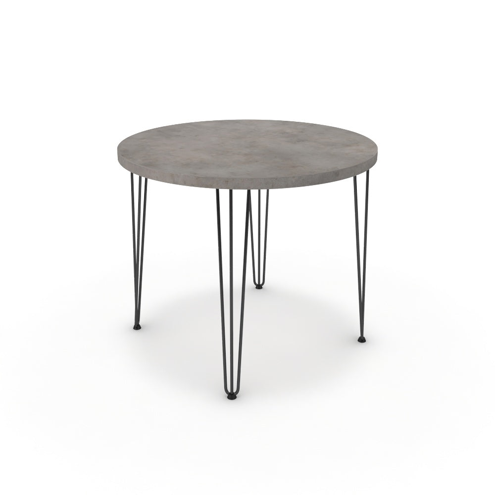 Étkezőasztal, kerek - Linga fekete lábbal - Vil.szürke Chicago beton, méret: 90x90