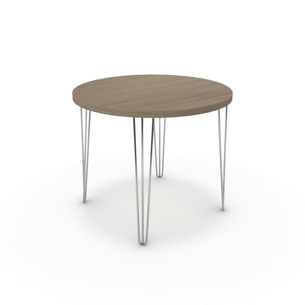 Étkezőasztal, kerek - Linga króm lábbal - Szürke Vicenza tölgy, méret: 90x90