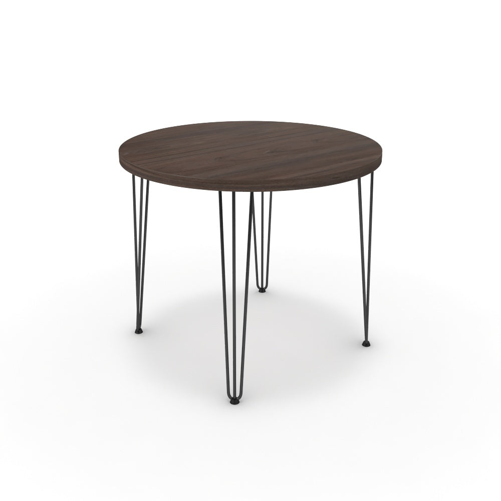 Étkezőasztal, kerek - Linga fekete lábbal - Sötét rauna szil, méret: 90x90