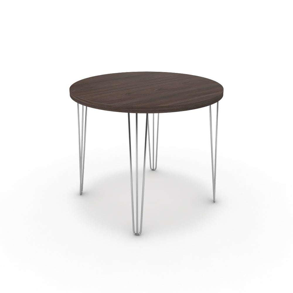 Étkezőasztal, kerek - Linga króm lábbal - Sötét rauna szil, méret: 90x90