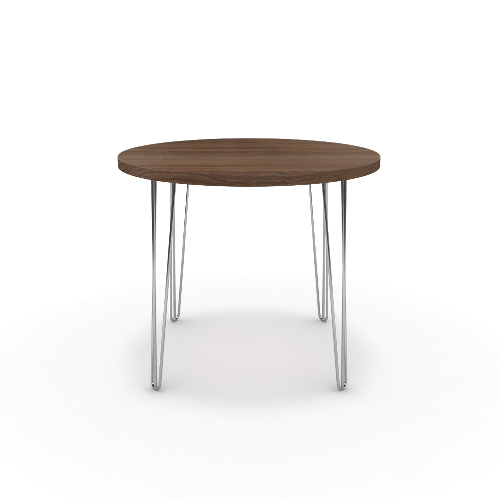 Étkezőasztal, kerek - Linga króm lábbal - Barna sonoma tölgy, méret: 90x90