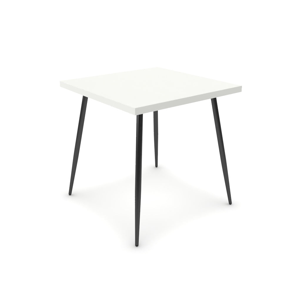Étkezőasztal - Manu fekete lábbal - Alpesi fehér, méret: 75x75