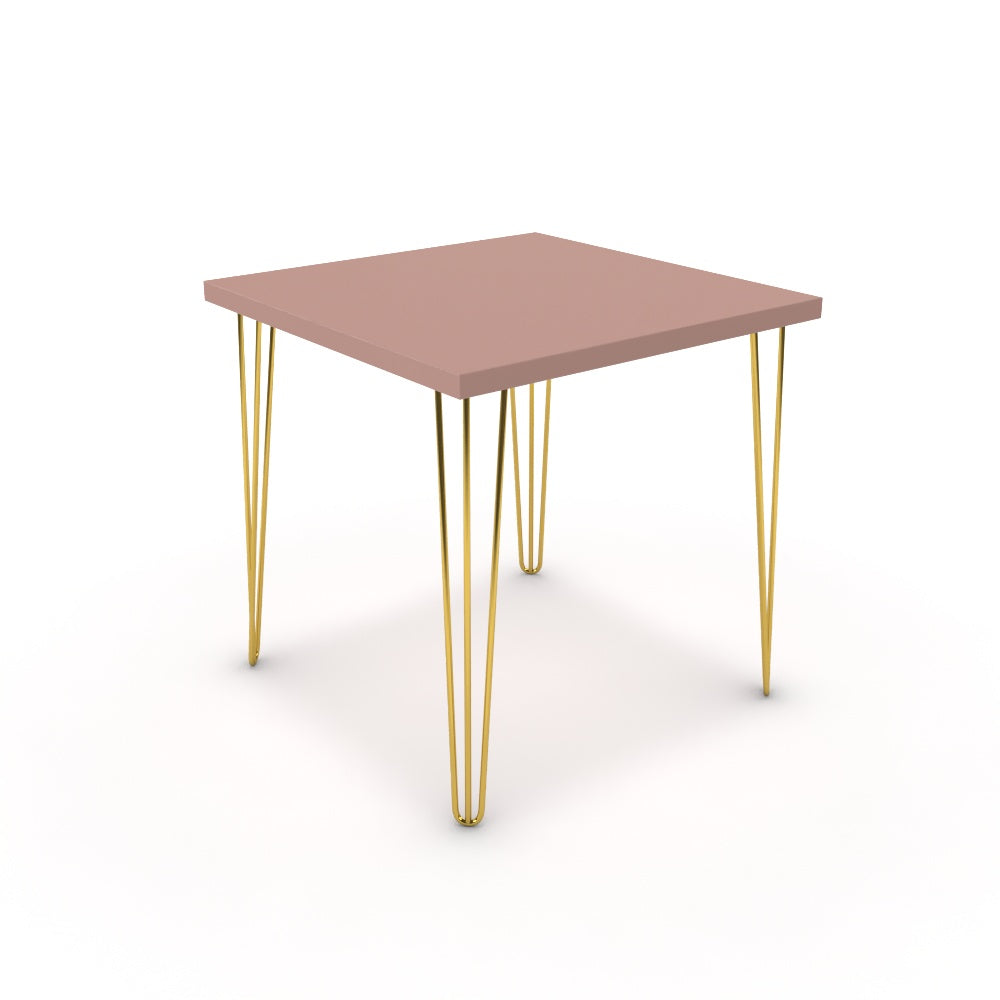 Étkezőasztal - Linga arany lábbal - Antik rózsaszín, méret: 75x75