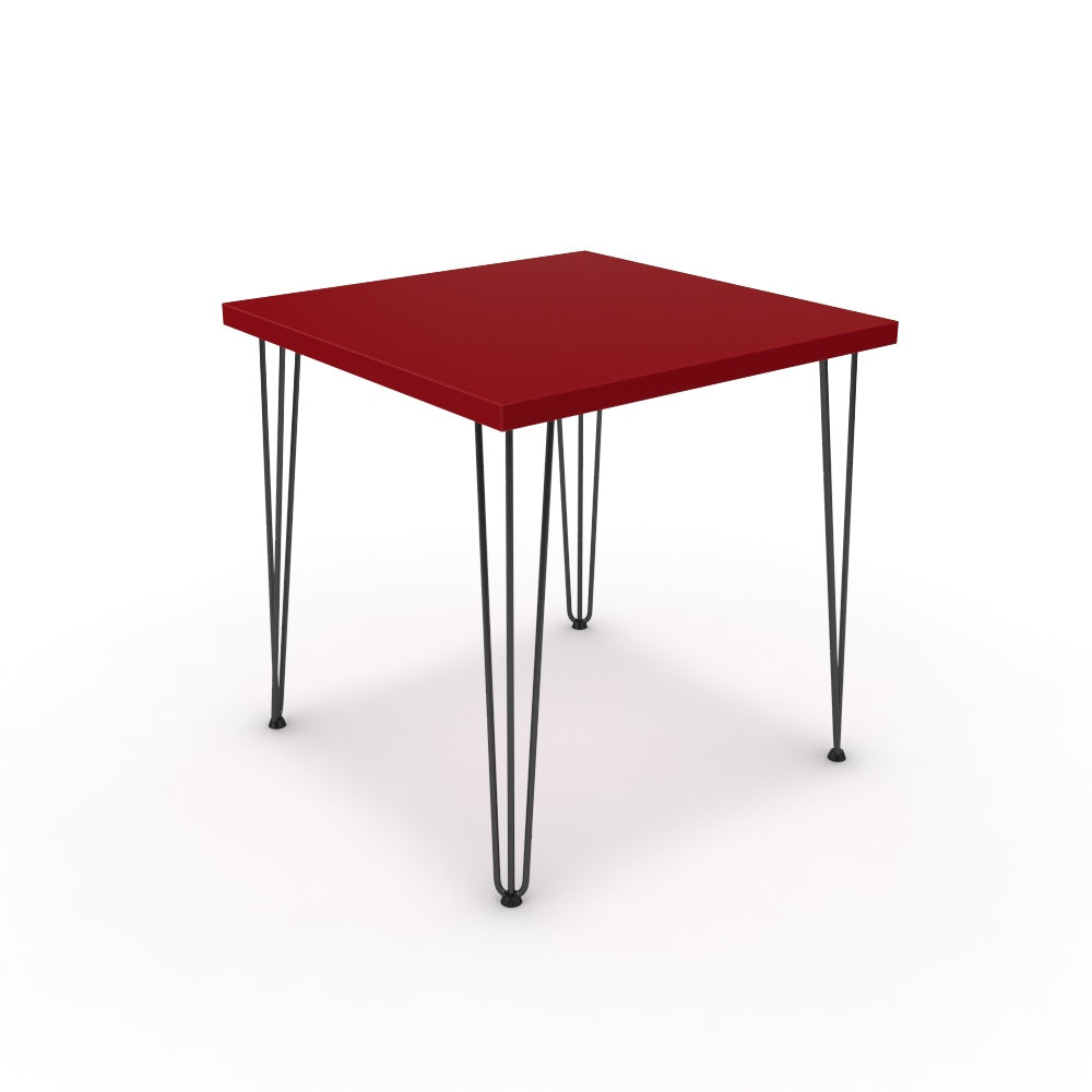 Étkezőasztal - Linga fekete lábbal - Chilli piros, méret: 75x75