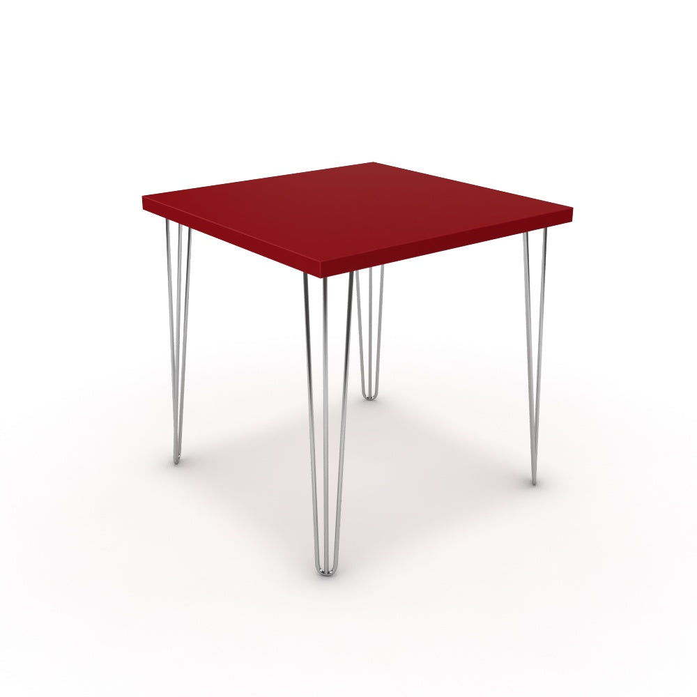 Étkezőasztal - Linga króm lábbal - Chilli piros, méret: 75x75