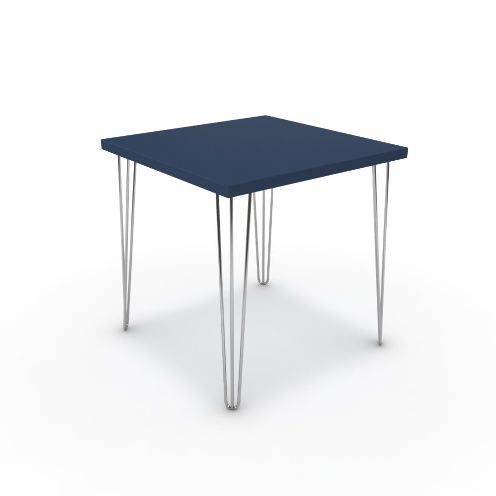 Étkezőasztal - Linga króm lábbal - Tiroli kék, méret: 75x75