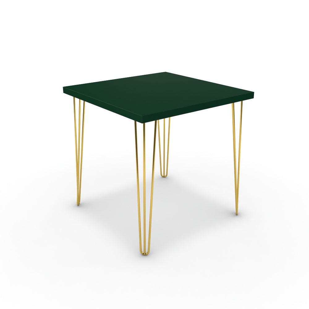 Étkezőasztal - Linga arany lábbal - Forest zöld, méret: 75x75
