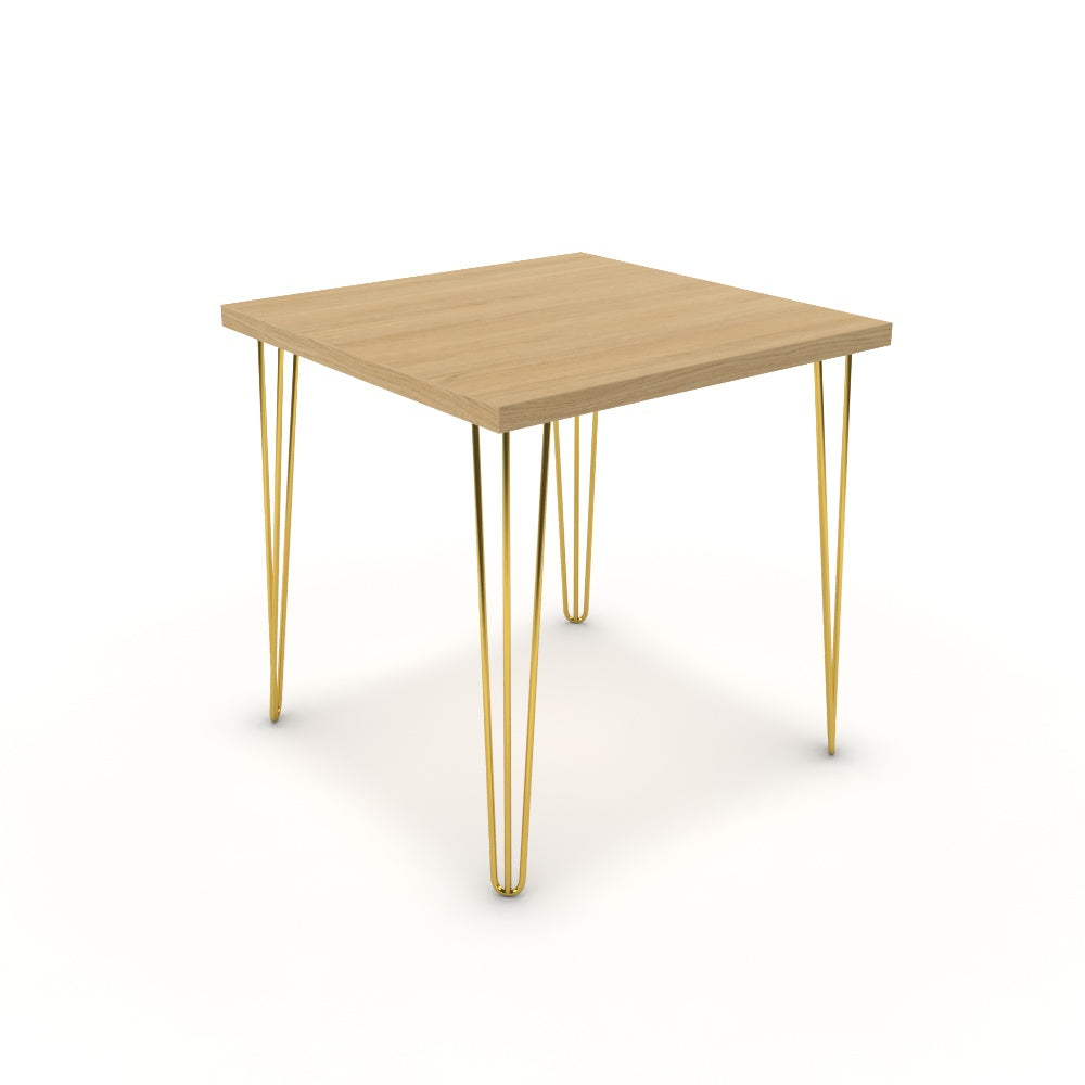 Étkezőasztal - Linga arany lábbal - Vicenza tölgy, méret: 75x75