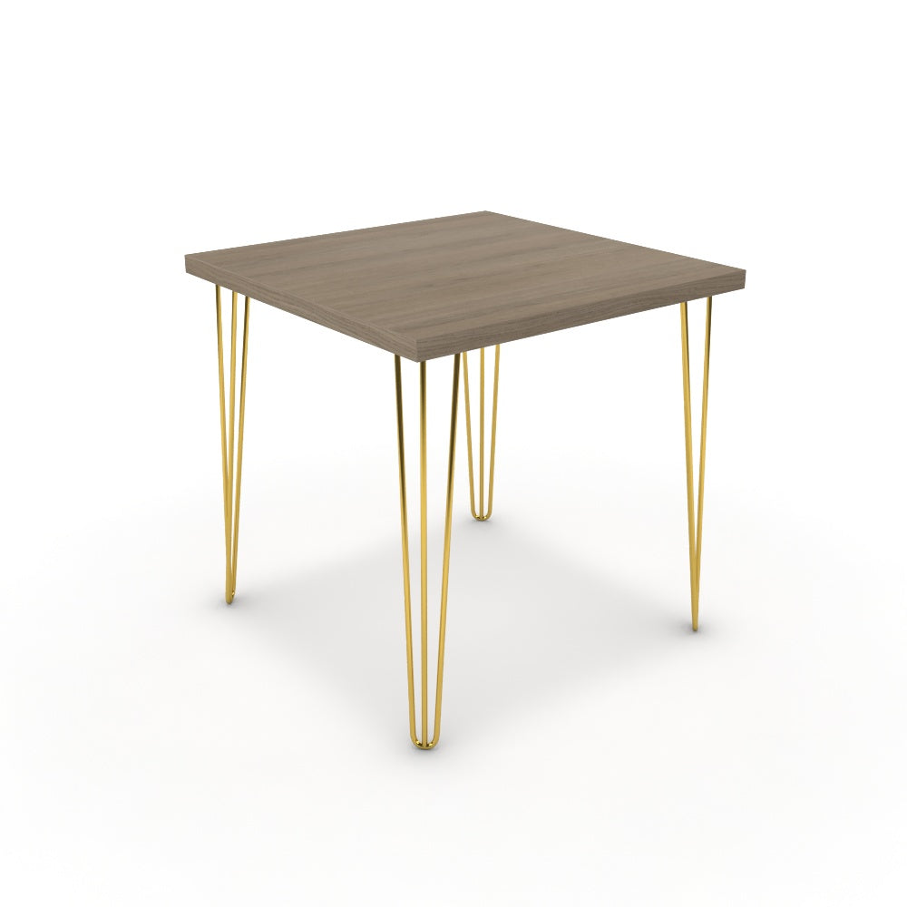 Étkezőasztal - Linga arany lábbal - Szürke Vicenza tölgy, méret: 75x75