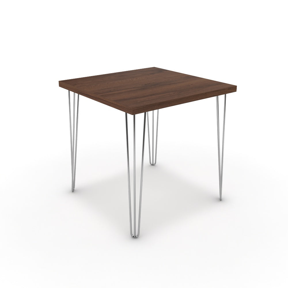 Étkezőasztal - Linga króm lábbal - Mogyoró, méret: 75x75