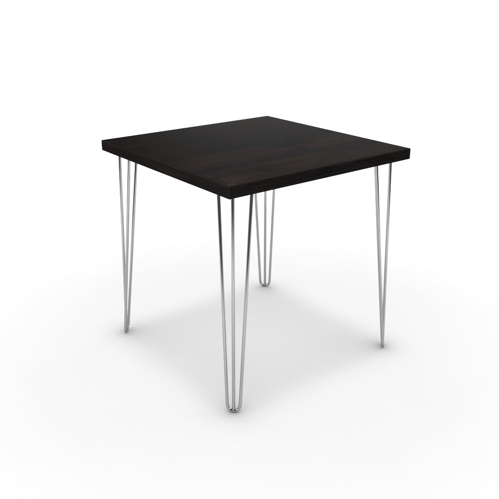 Étkezőasztal - Linga króm lábbal - Füstölt dió, méret: 75x75