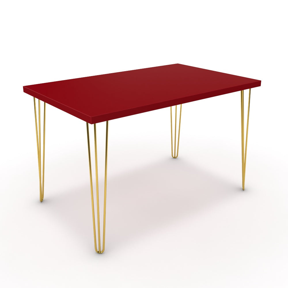 Étkezőasztal - Linga arany lábbal - Chilli piros, méret: 120x75