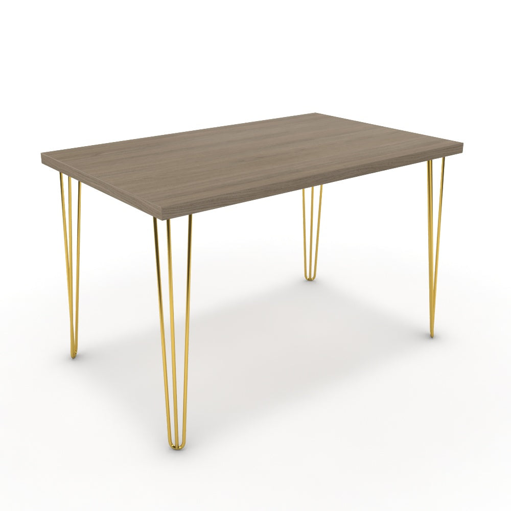 Étkezőasztal - Linga arany lábbal - Szürke Vicenza tölgy, méret: 120x75