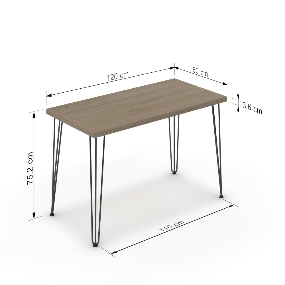 Íróasztal - Linga fekete lábbal - Szürke Vicenza tölgy, méret: 120x60